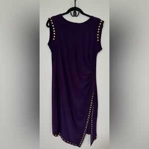 Emma & Michele Purple Midi Dress with Gold Details